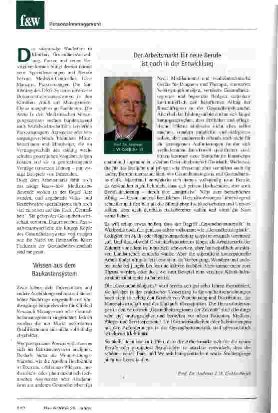 Vorschauseite 2: Die Gesundheitsbranche sucht fähige Köpfe