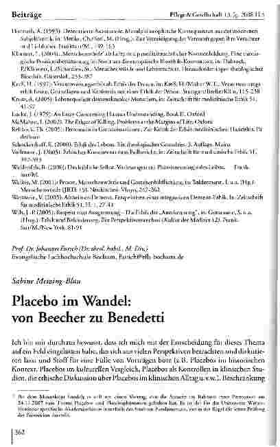 Vorschauseite 1: Placebo im Wandel: von Beecher zu Benedetti