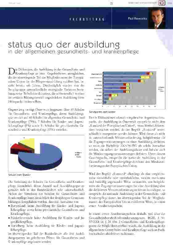Vorschauseite 1: Status quo der ausbildungin der allgemeinen gesundheitsund krankenpflege