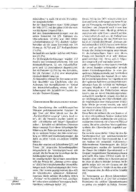 Vorschauseite 4: POLYTRAUMA -VERLETZUNGSMUSTER UND BEHANDLUNGSREGIME AUS CHIRURGISCHER SICHT