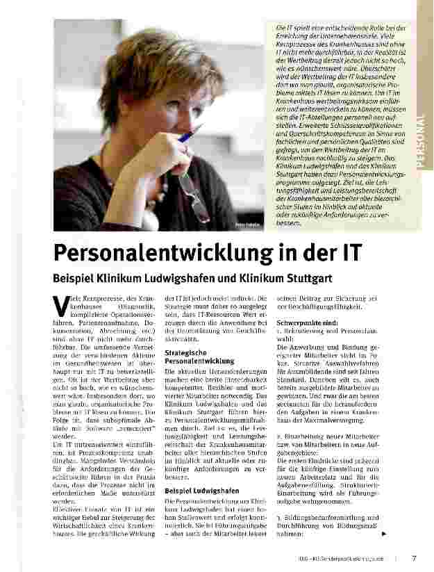 Vorschauseite 1: Personalentwicklung in der ITBeispiel Klinikum Ludwigshafen und Klinikum Stuttgart
