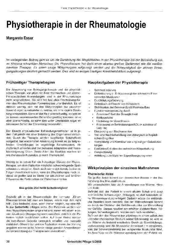 Vorschauseite 1: Physiotherapie in der Rheumatologie
