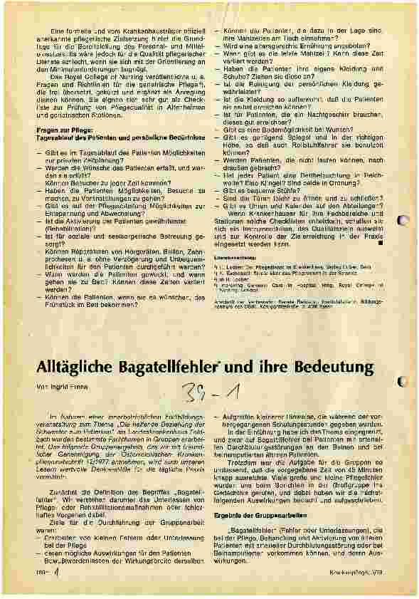 Vorschauseite 1: Alltägliche Bagatellfehler und ihre Bedeutung