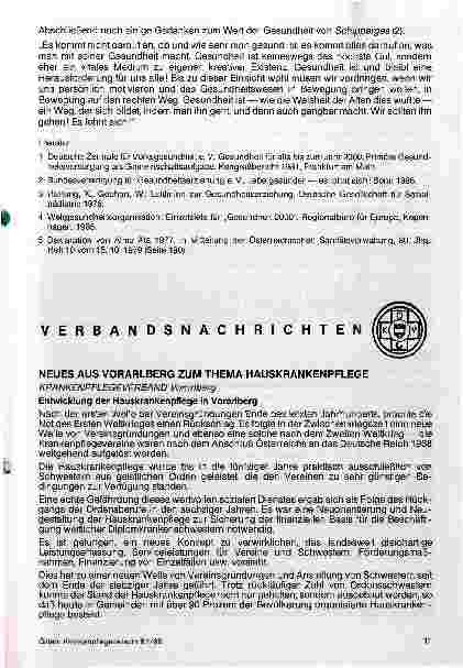 Vorschauseite 1: Entwicklung der Hauskrankenpflege in Voralberg