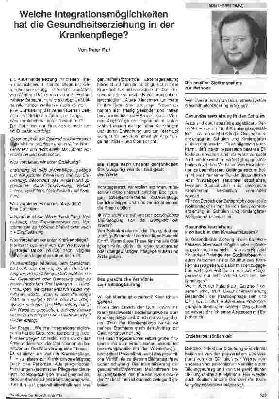Vorschauseite 1: Welche Interationsmöglichkeiten hat die Gesundheitserziehung in der Krankenpflege