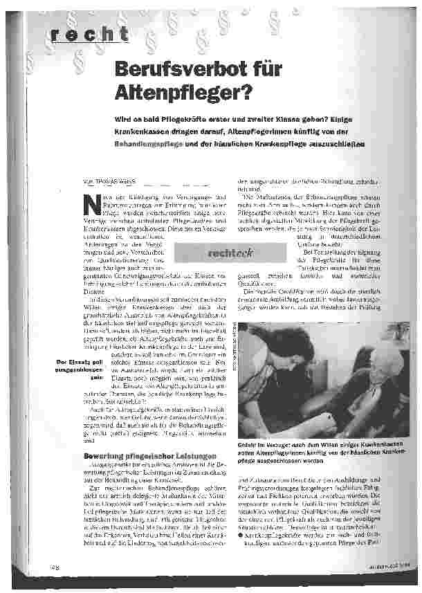Vorschauseite 1: Berufsverbot für Altenpfleger?