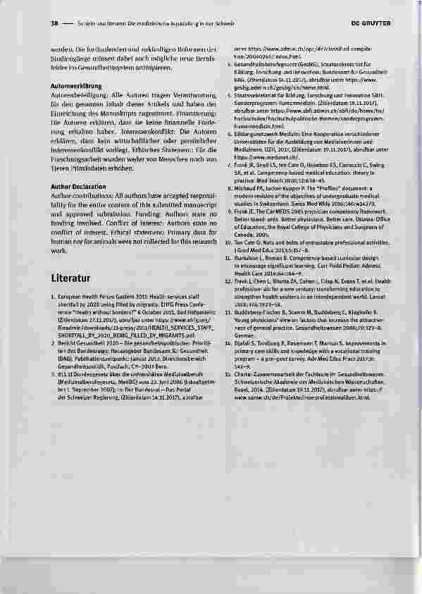 Vorschauseite 3: Die medizinische Ausbildung in der Schweiz: Perspektiven für die Vernetzung von Bildung und Versorgung