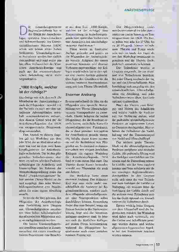 Vorschauseite 2: Ultraschallgesteuerte Venenpunktion: Auch eine Aufgabe für Pflegende