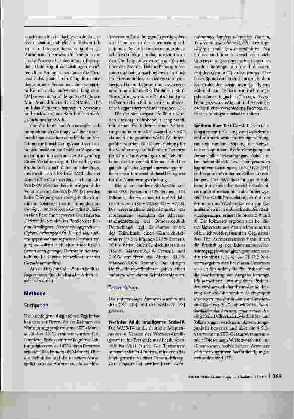 Vorschauseite 4: Zusammenhänge zwischen den kognitiven Leistungen in einem Demenzscreening (SKT) und in einem Intelligenztest (WAIS-IV)