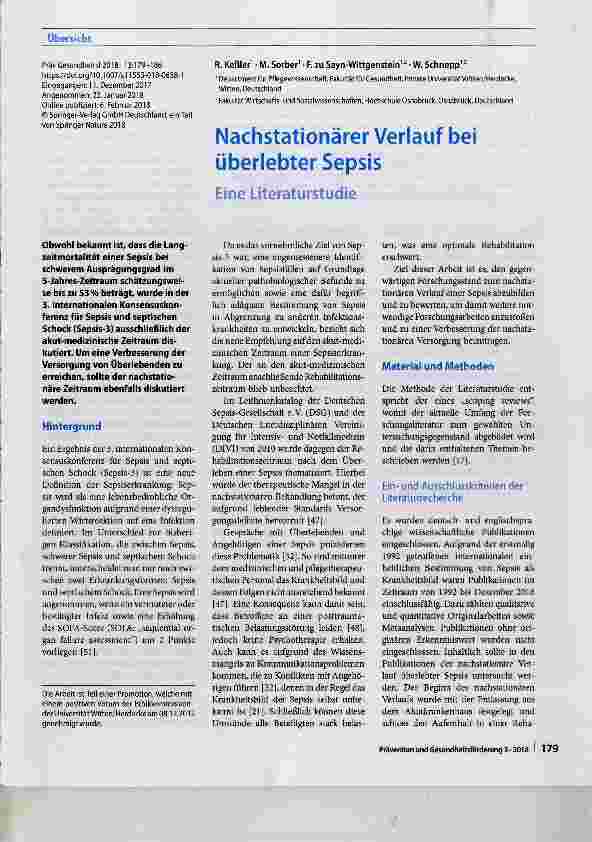 Vorschauseite 1: Nachstationärer Verlauf bei überlebter Sepsis