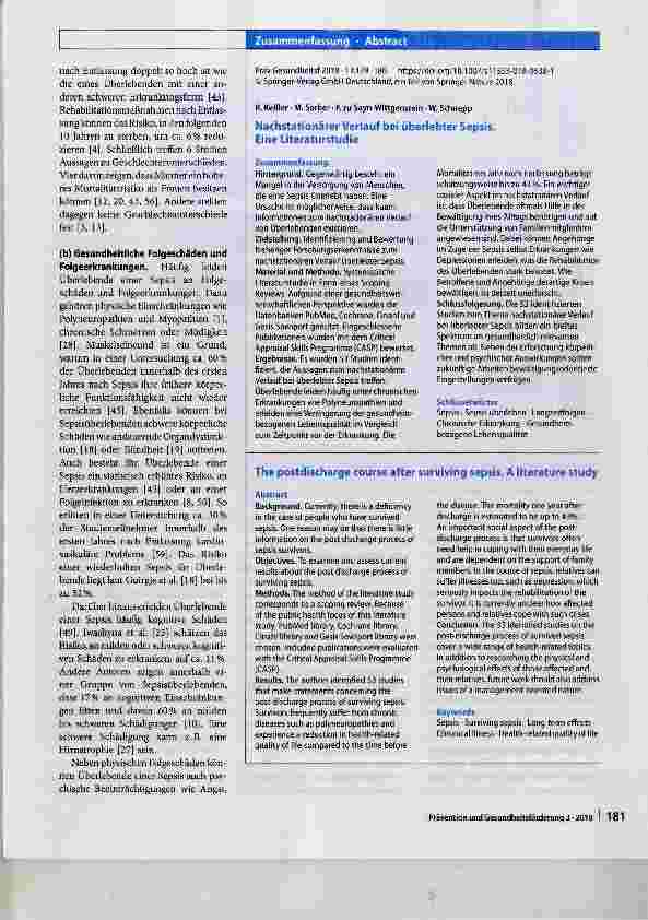 Vorschauseite 3: Nachstationärer Verlauf bei überlebter Sepsis