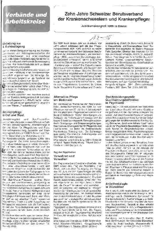 Vorschauseite 1: Zehn Jahre Schweizer Berufsverband der Krankenschwestern und Krankenpfleger
