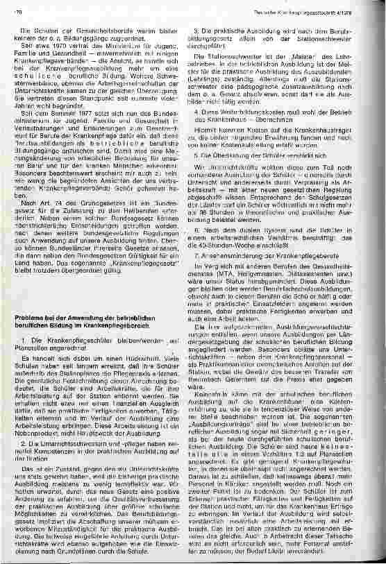 Vorschauseite 2: Stellungnahme zu grundsätzlichen Tendenzen der Bundesregierung bezüglich der Ausbildung in Krankenpflegeberufen