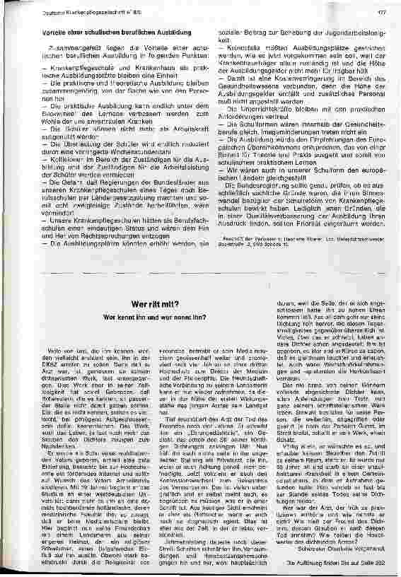 Vorschauseite 3: Stellungnahme zu grundsätzlichen Tendenzen der Bundesregierung bezüglich der Ausbildung in Krankenpflegeberufen
