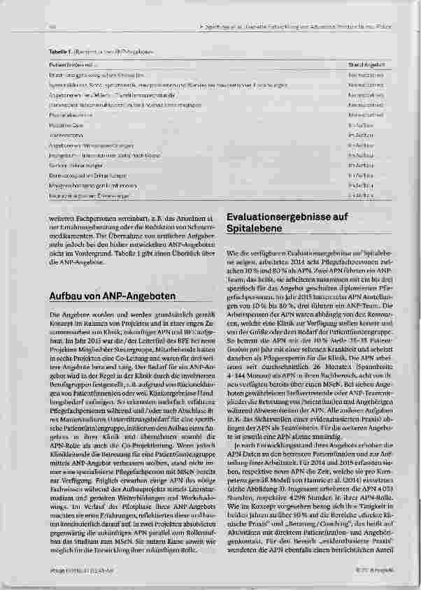 Vorschauseite 6: Gezielte Entwicklung von Advanced Practice Nurse-Rollen für spezifische Patient(inn)engruppen in einem Schweizer Universitätsspital