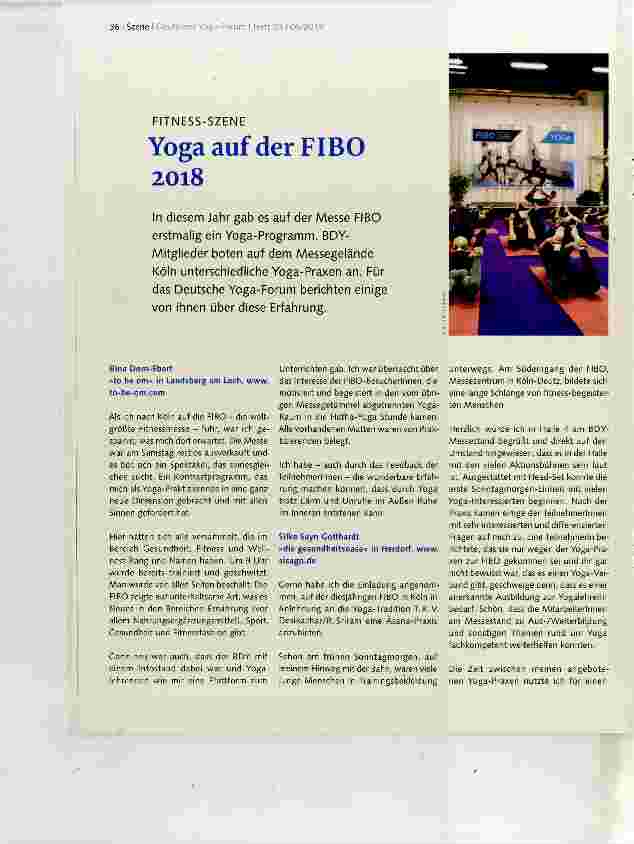 Vorschauseite 1: Yoga auf der FIBO 2018