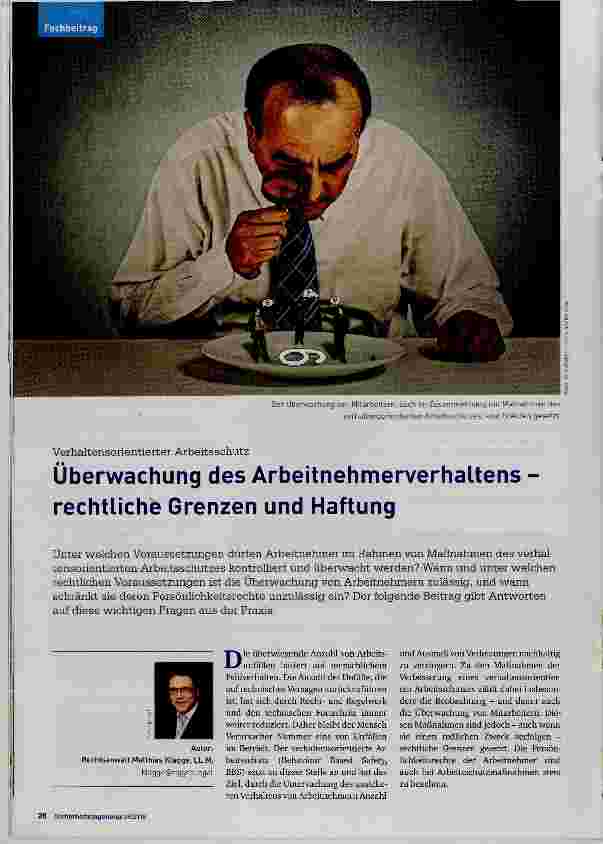 Vorschauseite 1: Überwachung des Arbeitnehmerverhaltens rechtliche Grenzen und Haftung