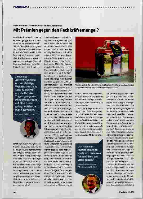 Vorschauseite 1: Mit Prämien gegen den Fachkräftemangel?