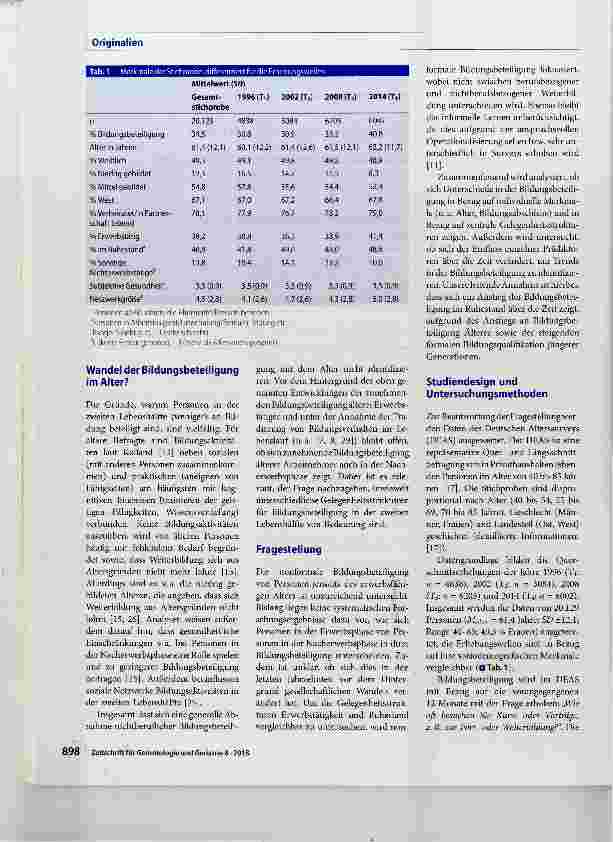 Vorschauseite 2: Trends in non-formaler Bildungsbeteiligung in der zweiten Lebenshälfte
