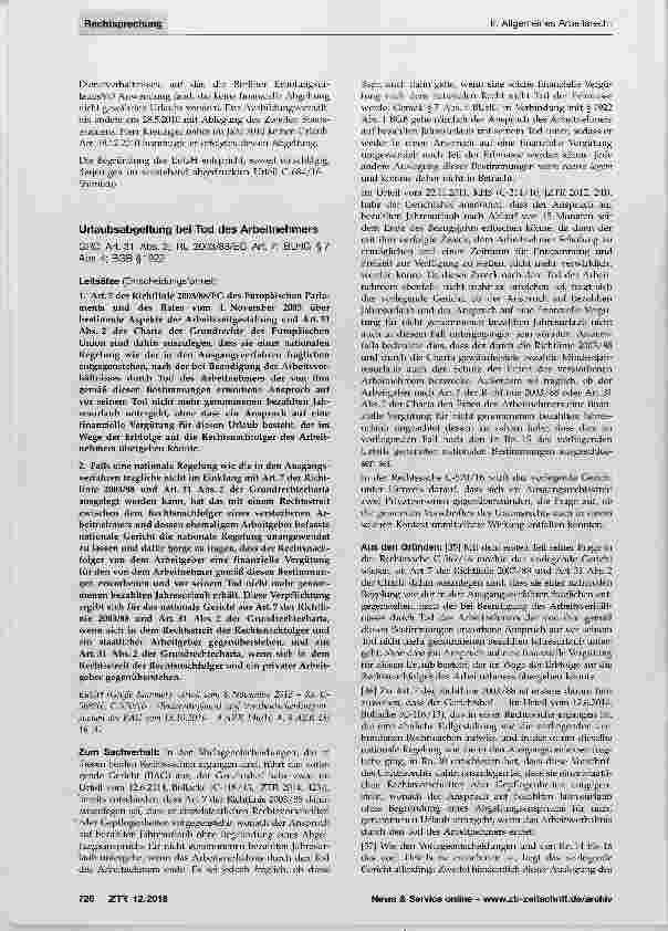 Vorschauseite 2: Urlaubsanspruch Antragserfordernis Abgeltung