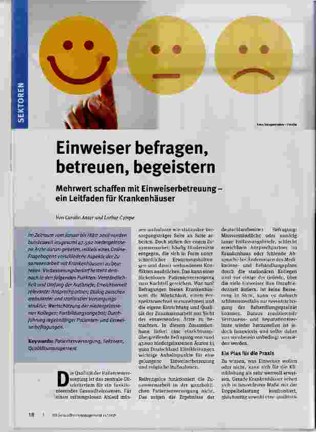 Vorschauseite 1: Einweiser befragen, betreuen, begeistern