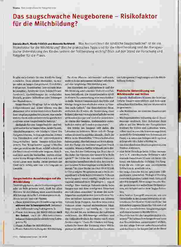 Vorschauseite 2: Das saugschwache Neugeborene Risikofaktor für die Milchbildung?
