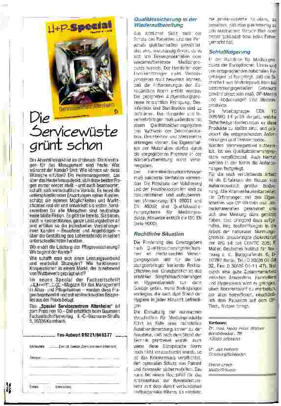 Vorschauseite 4: Voraussetzung für eine sichere Infektionsprävention Bisher keine europäische Norm für die Standardisierung von OP-Materialien