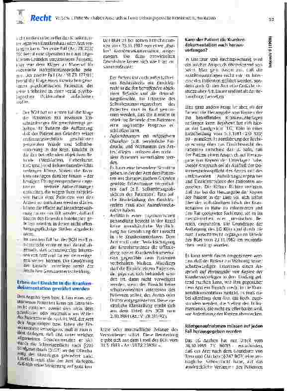 Vorschauseite 2: Patienten haben Anspruch auf eine ordnungsgemäße Krankendokumentation