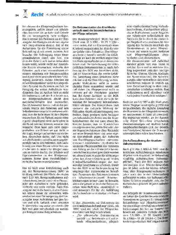 Vorschauseite 3: Patienten haben Anspruch auf eine ordnungsgemäße Krankendokumentation
