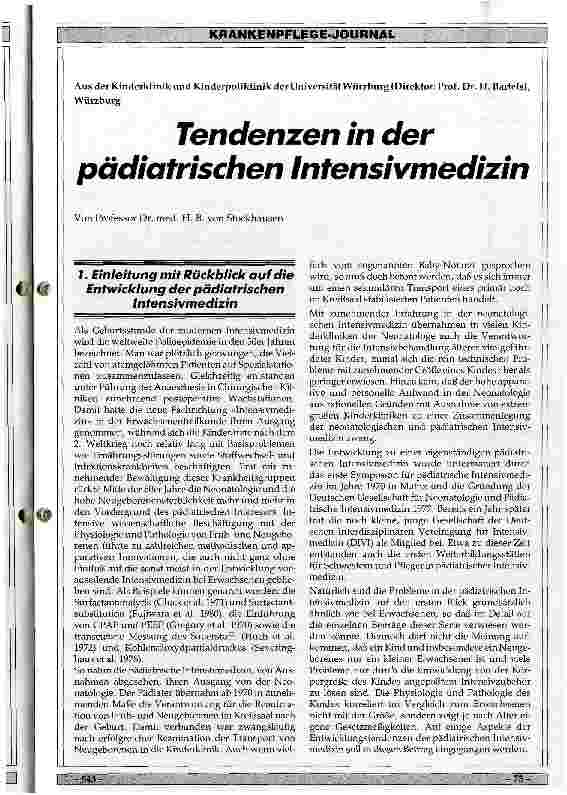 Vorschauseite 1: Tendenzen in der pädiatrischen Intensivmedizin