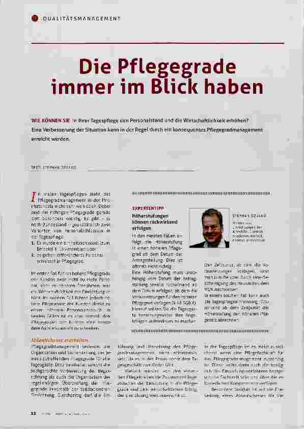 Vorschauseite 1: Die Pflegegrade immer im Blick haben