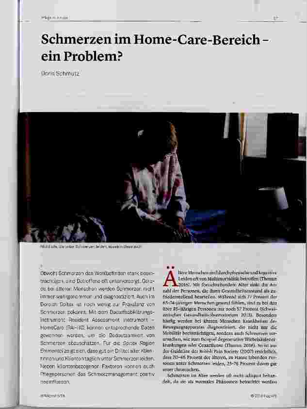 Vorschauseite 1: Schmerzen im Home-Care-Bereich ein Problem?