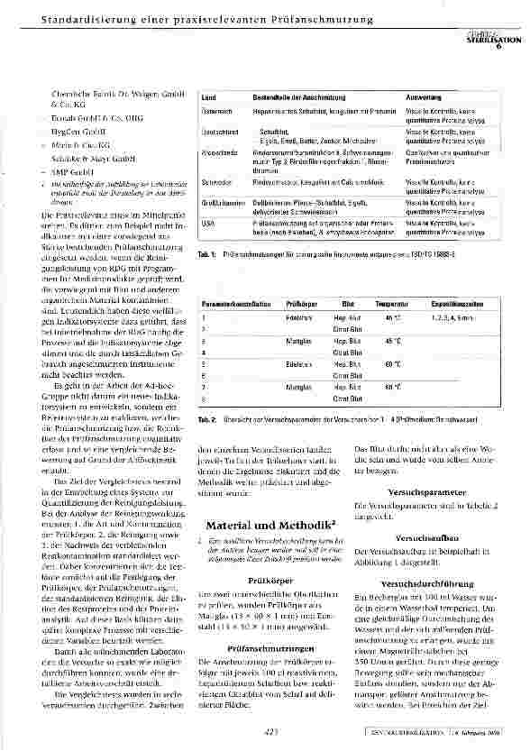 Vorschauseite 2: Ringversuch zur Standardisierung einer praxisrelevanten Prüfanschmutzung zur vergleichenden quantitativen Bewertung der Reinigung in Anlehnung an EN ISO 15883
