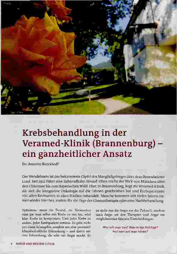 Vorschauseite 1: Krebsbehandlung in der Veramed-Klinik (Brannenburg) ein ganzheitlicher Ansatz