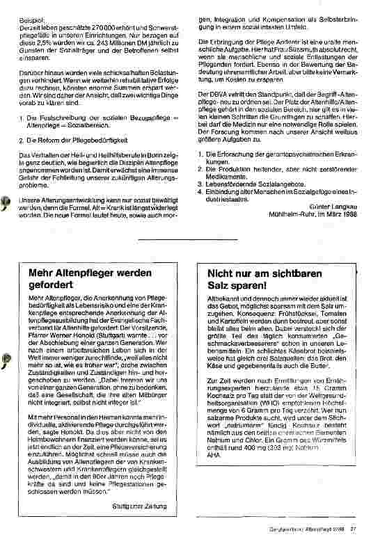 Vorschauseite 2: Herausforderung Pflege - Chance zu neuer Arbeit - Expertengespräch der CDU