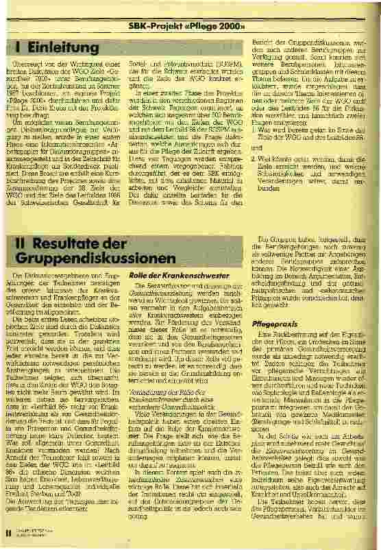 Vorschauseite 2: Pflege 2000 - SBK-Projekt Schlussbericht und Stellungsnahme des SBK