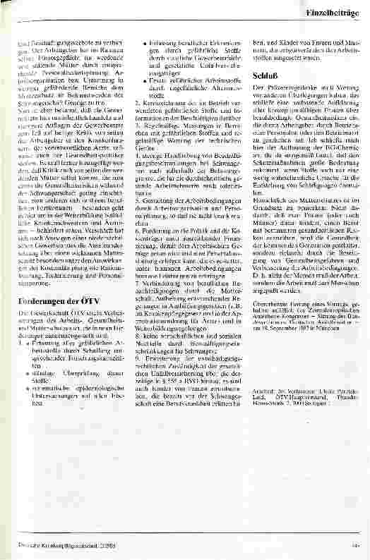 Vorschauseite 3: Arbeitsund Gesundheitsschutz für Frauen im OPund Intensivpflegebereich // Stellungnahme aus gewerkschaftlicher Sicht