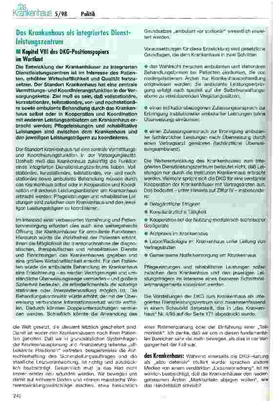 Vorschauseite 2: DKG plädiert für systemgerechte Weiterentwicklung im Gesundheitswesen Interview