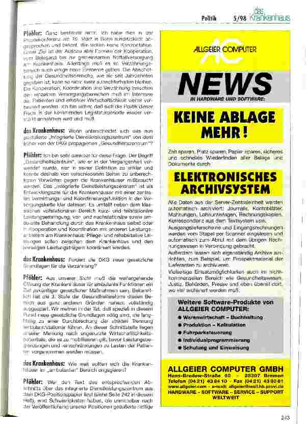 Vorschauseite 3: DKG plädiert für systemgerechte Weiterentwicklung im Gesundheitswesen Interview