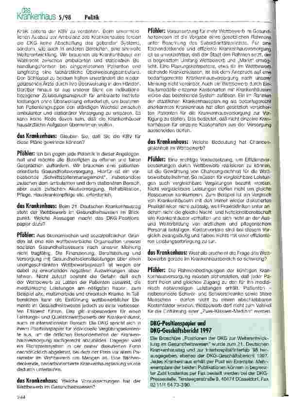 Vorschauseite 4: DKG plädiert für systemgerechte Weiterentwicklung im Gesundheitswesen Interview