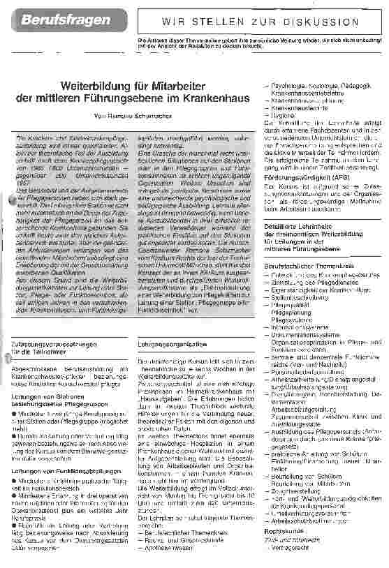 Vorschauseite 1: Weiterbildung für Mitarbeiter der mittleren Führungsebene im Krankenhaus
