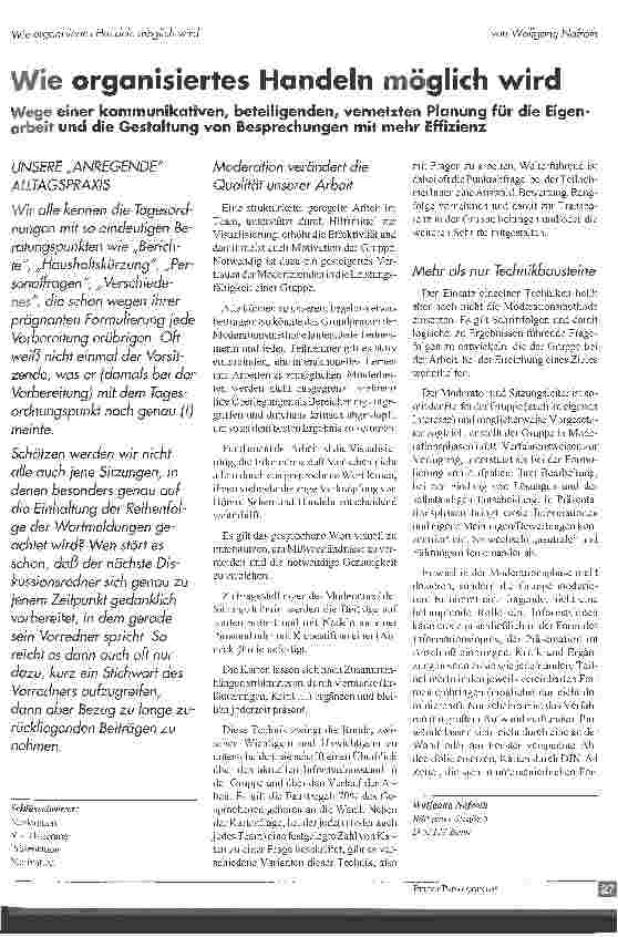Vorschauseite 1: Wie organisiertes Handeln möglich wird Wege der kommunikativen, beteiligenden, vernetzten Planung