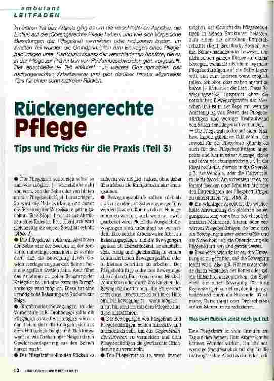 Vorschauseite 1: Rückengerechte Pflege Tips und Tricks für die Praxis (Teil 3)
