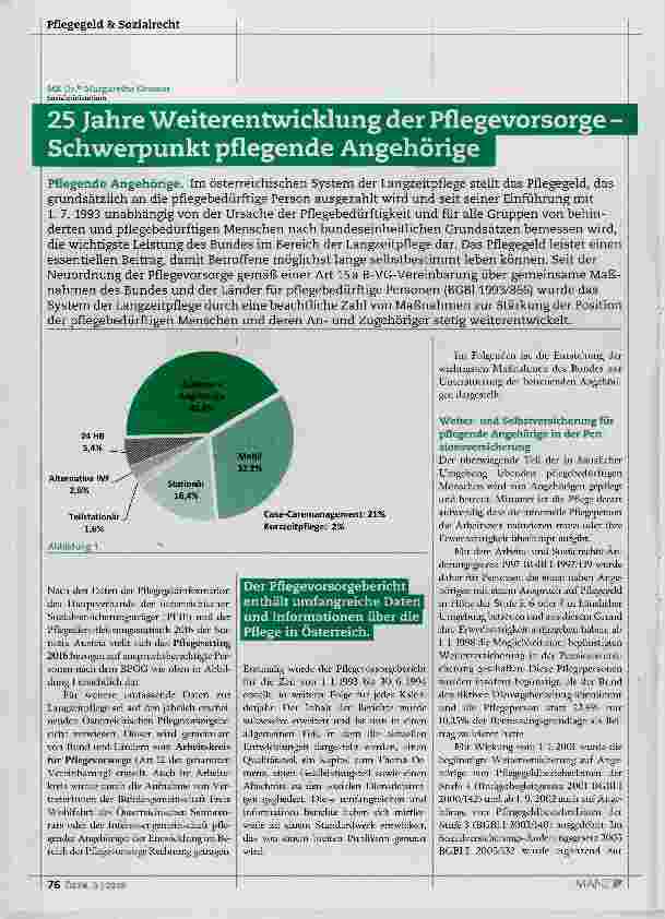 Vorschauseite 1: 25 Jahre Weiterentwicklung der Pflegevorsorge Schwerpunkt pflegende Angehörige