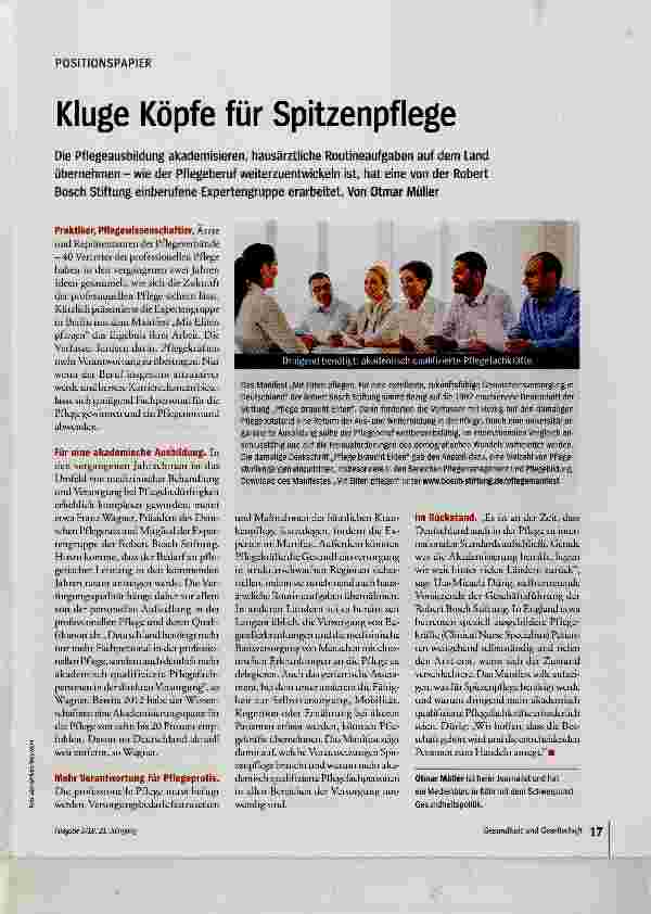 Vorschauseite 1: Kluge Köpfe für Spitzenpflege