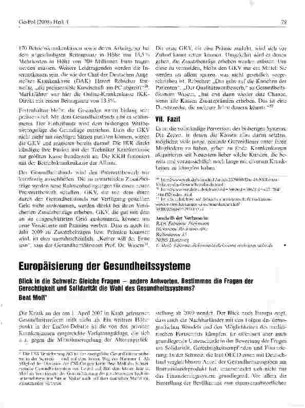 Vorschauseite 1: Europäisierung der Gesundheitssysteme
