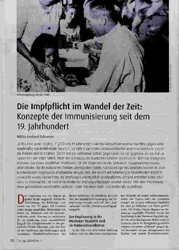 Vorschauseite 1: Die Impfpflicht im Wandel derzeit: Konzepte der Immunisierung seit dem 19. Jahrhundert