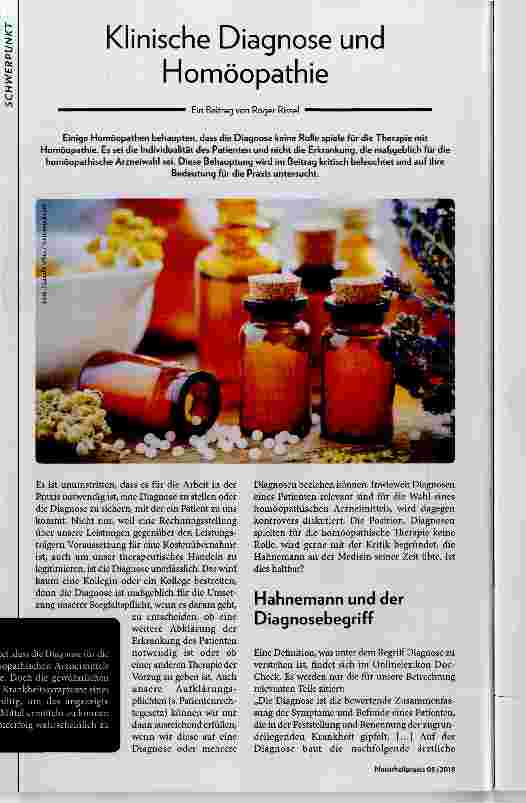 Vorschauseite 1: Klinische Diagnose und Homöopathie
