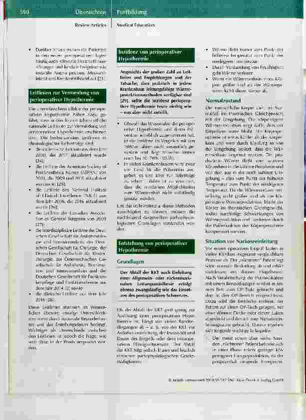 Vorschauseite 4: Perioperativer Erhalt der Körpertemperatur