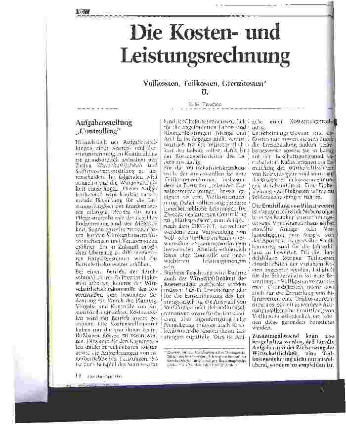 Vorschauseite 1: Die Kostenund Leistungsrechnung Vollkosten, Teilkosten, Grenzkosten Teil: II